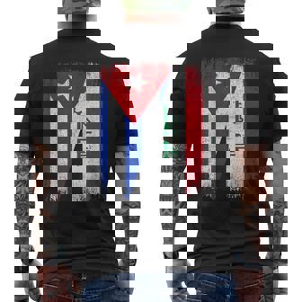 Half Cuba Iraq Flag Cuban Iraqis Pride Roots Men's Back Print T-Shirt | Mazezy