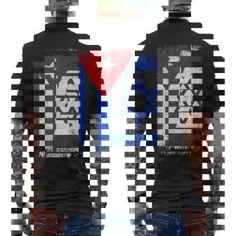 Half Cuba Israel Flag Cuban Israelis Pride Roots Men's Back Print T-Shirt | Mazezy