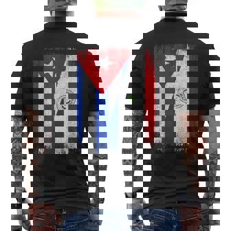 Half Cuba Paraguay Flag Cuban Paraguayan Pride Roots Men's Back Print T-Shirt | Mazezy