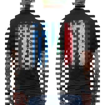 Half Greece Iraq Flag Greek Iraqis Pride Roots Men's Back Print T-Shirt | Mazezy