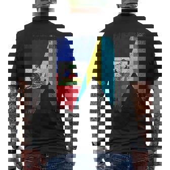 Half Haiti Bahamas Flag Haitian Bahamian Pride Roots Men's Back Print T-Shirt | Mazezy