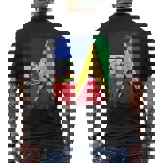 Half Haiti Guyana Flag Haitian Guyanese Pride Roots Men's Back Print T-Shirt | Mazezy