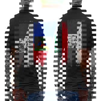 Half Haiti Iraq Flag Haitian Iraqis Pride Roots Men's Back Print T-Shirt | Mazezy