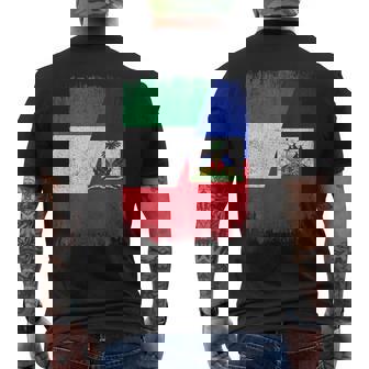 Half Italy Haiti Flag Italian Haitian Pride Roots Men's Back Print T-Shirt | Mazezy