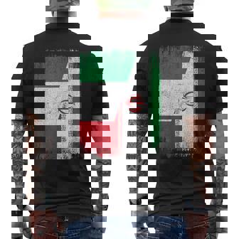 Half Italy Iran Flag Italian Iranian Pride Roots Men's Back Print T-Shirt | Mazezy