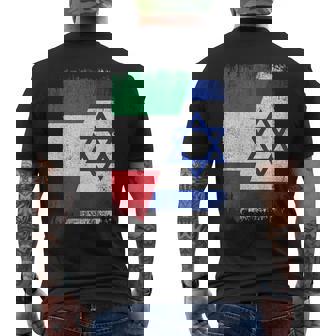 Half Italy Israel Flag Italian Israelis Pride Roots Men's Back Print T-Shirt | Mazezy