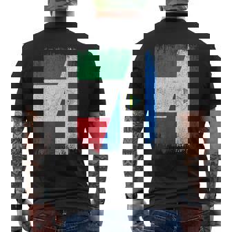 Half Italy Nicaragua Flag Italian Nicaraguan Pride Roots Men's Back Print T-Shirt | Mazezy