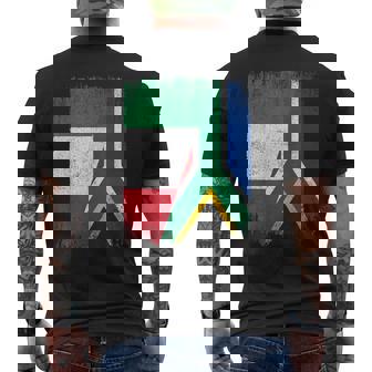 Half Italy South Africa Flag Italian African Pride Roots Men's Back Print T-Shirt | Mazezy