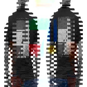 Half Italy Uruguay Flag Italian Uruguayan Pride Roots Men's Back Print T-Shirt | Mazezy