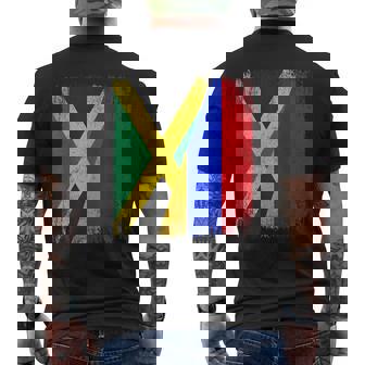 Half Jamaica Armenia Flag Jamaican Armenian Pride Roots Men's Back Print T-Shirt | Mazezy