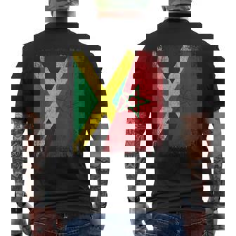 Half Jamaica Morocco Flag Jamaican Moroccan Pride Roots Men's Back Print T-Shirt | Mazezy