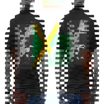 Half Jamaica Pakistan Flag Jamaican Pakistani Pride Roots Men's Back Print T-Shirt | Mazezy