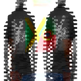 Half Jamaica Portugal Flag Jamaican Portuguese Pride Roots Men's Back Print T-Shirt | Mazezy