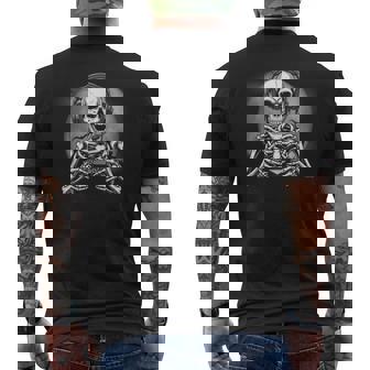 Halloween Video Gaming Skeleton Boys Kids Gamer Men Men's Back Print T-Shirt | Mazezy