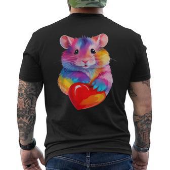 Hamster Coloré Tenant Un Cœur Mignon Arc-En-Ciel Aquarelle T-shirt imprimé au dos - Cadeauxyz