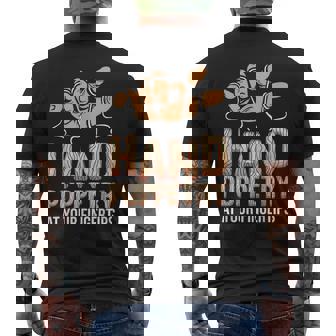 Hand Puppetry At Fingertips Puppet Ventriloquy Puppeteer Men's Back Print T-Shirt | Mazezy