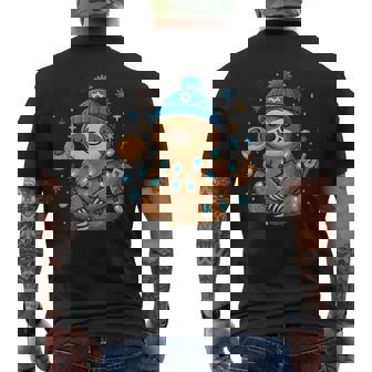 Hanukkah Sloth Sleeping Jewish Chanukah Men's Back Print T-Shirt | Mazezy