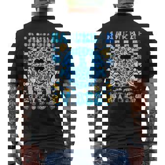 Hanukkah Vibes Groovy Smile Face Jewish Holiday Chanukah Men's Back Print T-Shirt | Mazezy