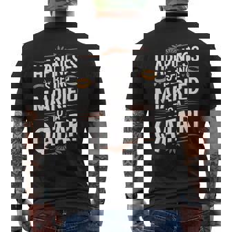 Happiness Is Being Married To A Qatari Qatar Husband Wife Men's Back Print T-Shirt | Mazezy