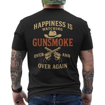 Happiness Is Watching Gunsmoke Over And Over Again Cowboy Men's T-shirt Back Print - Monsterry