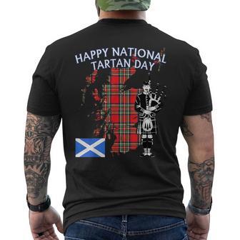 Happy National Tartan Day Stewart Clan Scottish Heritage Men's T-shirt Back Print - Thegiftio