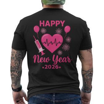 Happy New Year Nurse Crew Heartbeat New Years Eve Party 2026 Men's Back Print T-Shirt | Mazezy