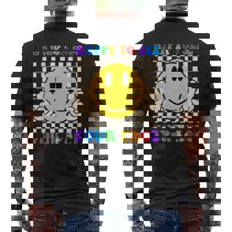 Happy To See Your Face Hippie Smile Back To School Teachers Men's T-shirt Back Print - Monsterry
