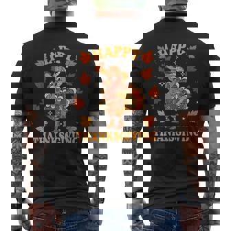 Happy Thanksgiving Cowboy Turkey Family Dinner Thanksgiving Men's T-shirt Back Print | Seseable CA