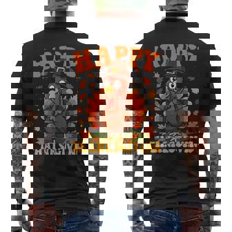 Happy Thanksgiving Cute Turkey Family Dinner Thanksgiving Men's T-shirt Back Print - Monsterry
