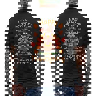 Happy Thanksgiving Turkey Family Dinner Men's T-shirt Back Print - Monsterry