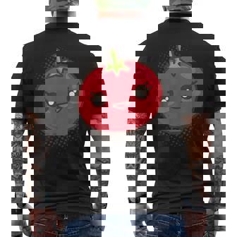 Happy Tomato Kawaii Cute Men's Back Print T-Shirt | Mazezy