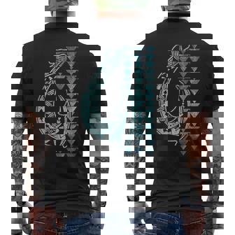 Hawaii Tribal Fish Hook Shark Th Hawaiian Maori Vintage Men's T-shirt Back Print | Seseable CA