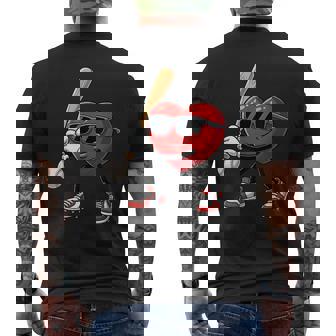 Heart Baseball Swing Love Sports Character Men's Back Print T-Shirt | Mazezy