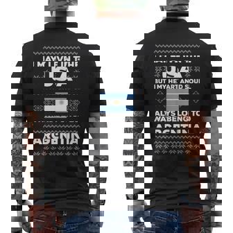 My Heart And Soul Argentina Flag Quote Christmas Men's Back Print T-Shirt | Mazezy