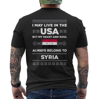 My Heart And Soul Syria Flag Quote Christmas Tank Top Men's Back Print T-Shirt | Mazezy