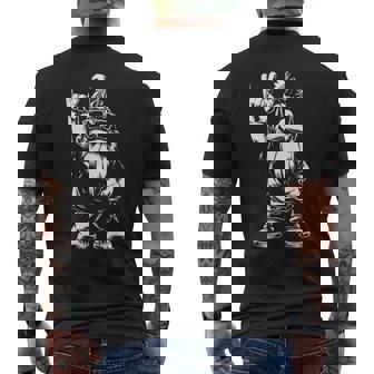 Heavy Metal Garden Gnome Rock Illustration Men's Back Print T-Shirt | Mazezy