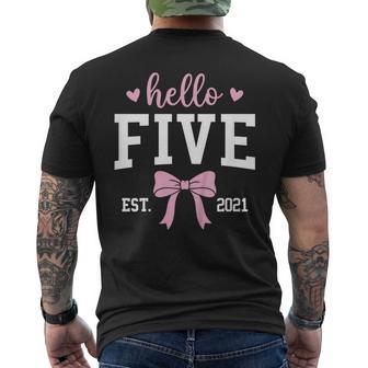 Hello Five Est 2021 5Th Birthday 5 Years Old Men's T-shirt Back Print - Thegiftio UK