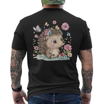 Hérisson Mignon Avec Des Fleurs I Hérisson T-shirt imprimé au dos - Cadeauxyz
