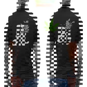 Hi Hello マリファナの葉 ハッピーファニー大麻 ウィード パイナップル メンズTシャツ バックプリント - Kawaiitshirt