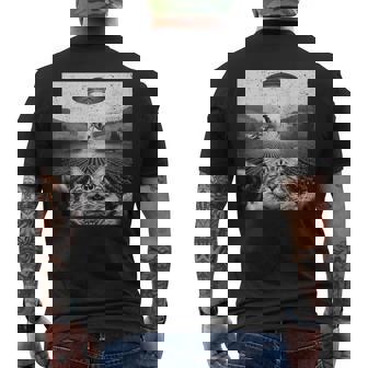 Hilarious Cat Selfie UFO Cow Abduction Alien Meme Men's Back Print T-Shirt | Mazezy