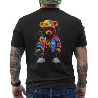 Hip-Hop Teddy-Bear Colorful Teddybear With Graphic Men's T-shirt Back Print - Thegiftio UK