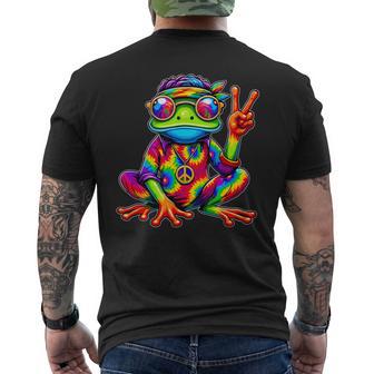 Hippie Tie-Dye Frog 70S Party & 60S Costume Peace Sign Men's T-shirt Back Print - Thegiftio UK