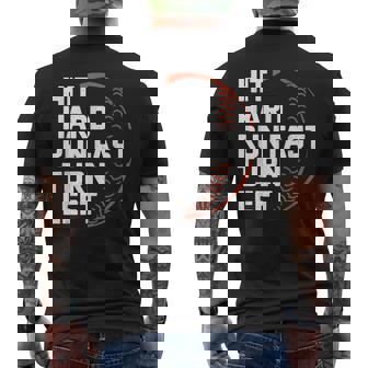 Hit Hard Run Fast Turn Left Baseball Men's T-shirt Back Print - Monsterry