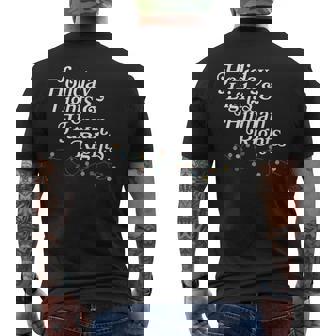 Holiday Lights & Human Rights Feminist Christmas Men's Back Print T-Shirt | Mazezy