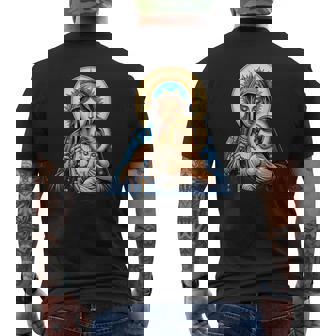 Holy Rosary Virgin Mary Baby Jesus Catholic Rosary Mysteries Men's T-shirt Back Print | Mazezy