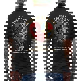 Home In Albania Heart In Dominican Republic Albanian Roots Men's Back Print T-Shirt | Mazezy