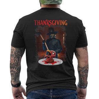 Home For Man Thanksgiving Day Horror Movies Cutting Turkey Men's T-shirt Back Print - Thegiftio UK