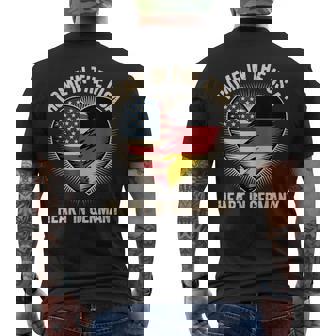 Home In The USA Heart In Germany American German America Men's Back Print T-Shirt | Mazezy