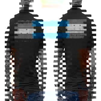 Honduras Flag In Grungy Style Men's Back Print T-Shirt | Mazezy