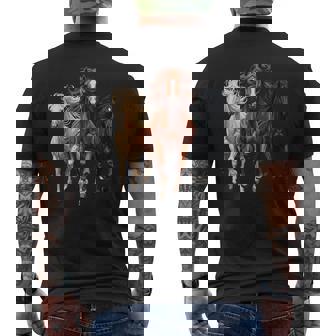Horse Running Trio Wild Horses Equestrian Art For Horsey Men's Back Print T-Shirt - Monsterry